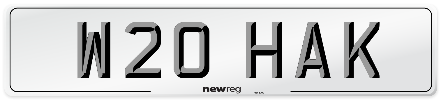 W20 HAK Number Plate from New Reg